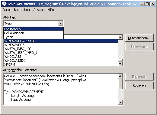 Abbildung 1: API-Viewer aus Office 97 DE